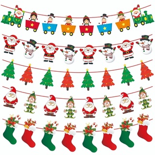 Santa Claus Christmas Tree Snowman Elk Design Flags Christmas Decorations for Home/ Christmas Decor Garland Banner