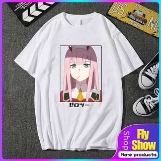 Darling In The Franxx Anime Harajuku Zero Two Girl Printed T Shirt Women Tops Summer Short-Sleeve Tee Chic Female Kawaii Cartoon Print Beautiful Loose 2021 New T-Shirt