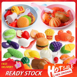 Yewj niños simulación fruta hamburguesa modelos de alimentos corte pretender juego de juguete