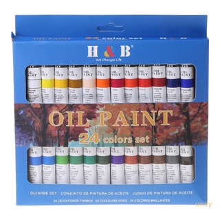 opp1 24 Colors Professional Oil Painting Paint Drawing Pigment 12ml Tubes Set Artist Art Supplies