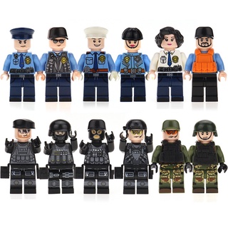 12 piezas minifigura bloques de construcción antiterrorista policía swat compatible lego niños regalo