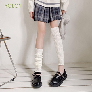 Yolo1 calcetas JK JK color Lolita De lana con estampado De cabello cubierta De malla De pierna calentadores (1)