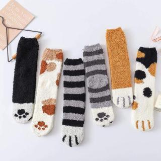 garras de gato de invierno/calcetines gruesos de lana de coral para dormir/calcetines para dormir