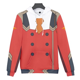 Popular querido en el Franxx sudaderas con capucha Anime con capucha Hip Hop Pullovers abrigos 3D