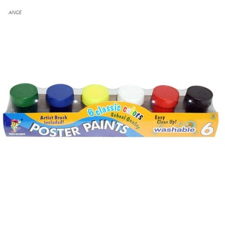 ange 20ml 6 colores vibrantes lavables pintura gouache para niños escuela dedo pintura