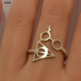 one Harry Potter Lightning Scar gafas Deathly Hallows anillo abierto tamaño ajustable.