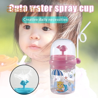 Vaso De Spray De agua para niños/250ml/estampado De ballena con popote