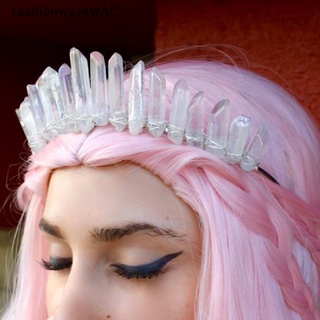 [fashionwayswac] diadema de oro rosa con punta de cuarzo corona tiara para mujer corona de cristal [caliente]