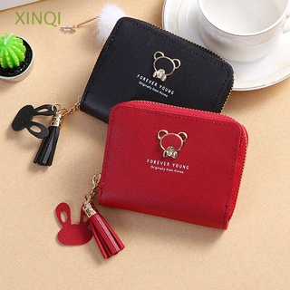 XINQI Female Short Wallet Korean Bear Wallet Card Holder Women Portable Cute Tassel pendant Bus Card Zipper Coin Purse/Multicolor