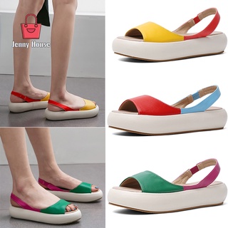 Fashion Women Contrast Color Sandals Simple Flat Open Toe Sandals Summer Comfortable Low Heel Sandals