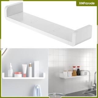 [xmfayude] estante flotante adhesivo estante de pared no perforación, u cuarto de baño organizador de pantalla de imagen repisa estante para decoración del hogar cocina (4)