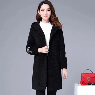 2021Otoño e Invierno nuevo abrigo de lana de cordero de doble cara de lana abrigo femenino coreano bordado grueso de longitud media gabardina de lana