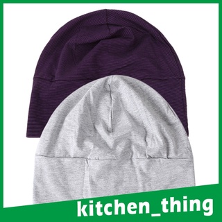 [12] 2 piezas mujer suave sombrero de dormir ajustable gorra de dormir gorra casual gris (3)