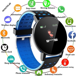 nuevo reloj inteligente d18 hombres mujeres presión arterial monitor de frecuencia cardíaca impermeable bluetooth redondo fitness tracker smartwatch