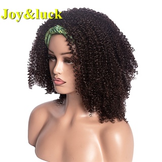 Joy & luck Puff Turbante Peluca Wrp Y Ligada Diadema Pelucas Corto Afro Rizado Cabeza Sintética Envoltura Diferentes Colores