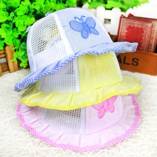 msnas 1pc bebé niños transpirable tapas de algodón para niñas arco-nudo mariposa niños bebé sombreros de sol verano calado estilo para 3-24 meses (1)