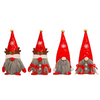 Sc navidad Gnome decoración de vacaciones lentejuelas cornamentas copo de nieve hecho a mano Tomte peluche adornos de mesa Santa figuritas
