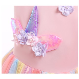 Arco iris unicornio niñas vestido de verano de malla de moda fiesta de cumpleaños princesa vestidos para navidad disfraz de Halloween ropa de niños (8)
