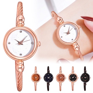 Women Bracelet Style Quartz Watch Starry Sky Round Dial Wrist Watch with Alloy Band