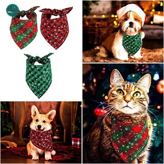 MILAGRO1 Reversible Bandanas de Navidad para perros Accesorios para disfraces Bufanda para mascotas Bandana triangular para perros Algodón Lavable Decoración Copos de nieve Tela escocesa de búfalo
