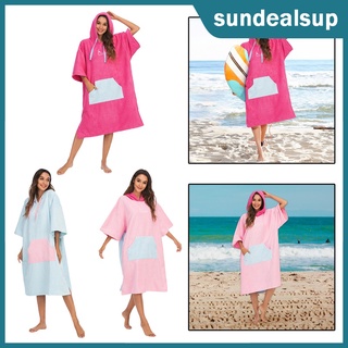 [sund] toalla de microfibra para surf poncho cambio de traje con capucha toalla deportiva playa rosa