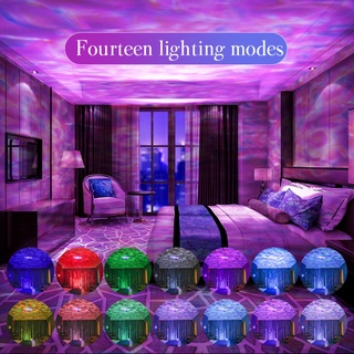 [ready stock] Tripod Smart Ocean Wave Projector Night Light Lamp Bluetooth-compatible Music Player Remote Control Colorful Led Projection Nightlight NUMBER