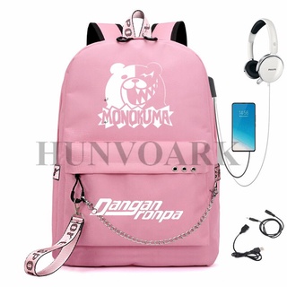 Mochila danganronpa monokuma com estampa gráfica, mochila masculina e feminina com carregador usb, bolsa para laptop de viagem