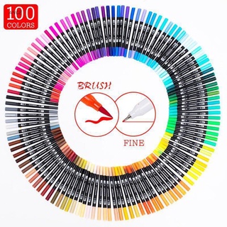 ange rotulador de pintura de 100 colores/pluma de doble punta fina/marcadores de arte a base de agua/caligrafía delineador/dibujo/juego de bolígrafos
