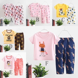 2021 verano ropa Baju Unisex niños niños niñas algodón transpirable pijamas traje de bebé de manga corta camiseta pantalones coreanos de dibujos animados ropa de bebé