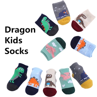 5 pares de calcetines de bebé de algodón antideslizante dragón niño niña calcetines de dibujos animados lindo niño calcetines 0-2y