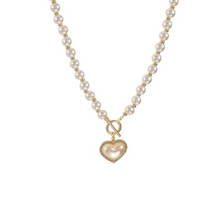 Collar De Perlas De Amor | Cadena De Clavícula Acero Inoxidable Accesorios Para Damas (5)
