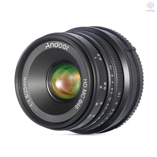 andoer 25mm f1.8 aps-c lente de cámara de enfoque manual de gran apertura de gran ángulo de reemplazo para cámaras sin espejo sony e-mount a7iii/a9/nex 3 3n/nex 5 5t 5r/nex 6 7/a5000/a5100/a6500/a6400/a6300/a6100/a6000