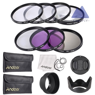 Andoer 67 mm UV + CPL + FLD + primer plano (+1+2+4+10) Kit de filtro de lente con bolsa de transporte, tapa de lente + lente