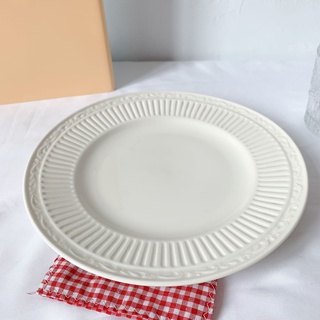 Coreano modelo de placa italiana campo tallado vajilla estilo cuenco estilo cena lujo blanco plato tazón único regalo