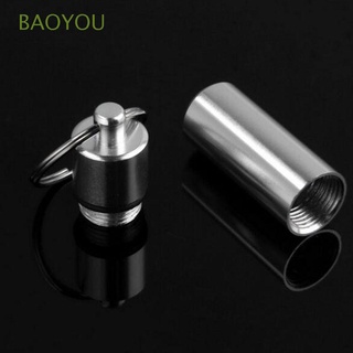 BAOYOU Hot Sale Pill Box Capsule Holder Keychain Medicine Container Keyring Aluminum Safe Key Case