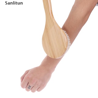 sanlitun - cepillo de cuerpo seco con mango de bambú largo, cepillo de cerdas naturales (4)