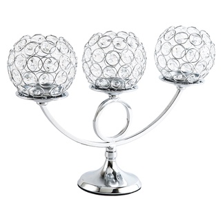 portavelas de cristal de metal con 3 brazos, mesa decorativa centros de mesa para sala de estar, decoración del hogar