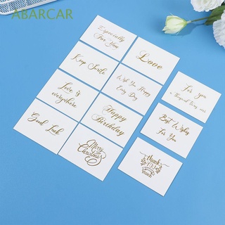 abarcar 50pcs diy escritura a mano tarjetas de mensajes decoración de regalo oro estampado blanco tarjeta de felicitación 6x8cm fiesta de boda feliz cumpleaños diseño simple gracias