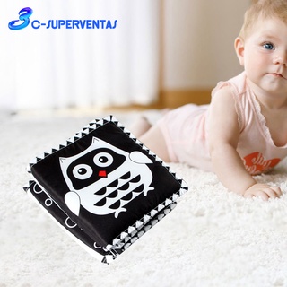 [12] Soft Cloth Books for Baby Black and White Crinkle Non-Toxic Early Educational Interactive Toy Soft Book Toys for Infants