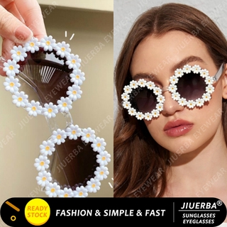 (JIUERBA)COD GD Gafas de sol de margarita coreana para mujer, gafas de sol redondas de moda para mujer
