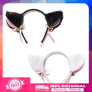 [*_*] Cartoon Cat Fox Ears Headband with Bell Bow for Anime Cosplay Party Costume
