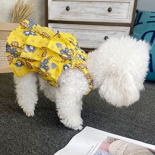 BLUELAS mascota ropa patrón de flores decoración suave perro correa princesa vestido para Teddy