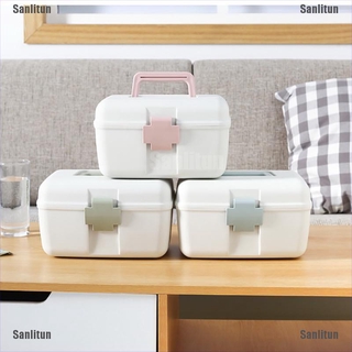 <Sanlitun> Household Medicine Storage Box Double-Layer Medicine First Aid Kit Storage Case