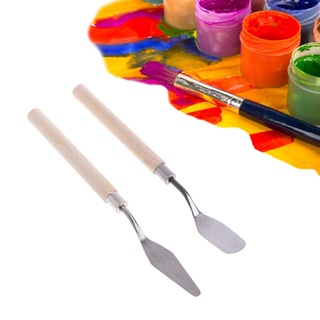 stab 2pcs paleta de acero inoxidable cuchillo espátula rascador para mezclar arte pintura al óleo (3)