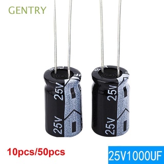 gentry condensadores duraderos 16-50v 1000uf/25v condensador electrolítico aluminio 50pcs componente común 25v1000uf