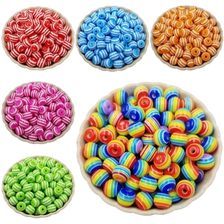 100 cuentas de arco iris multiestilo de resina de color mixto redondo perlas diy joyería