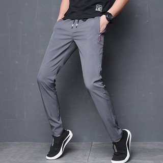 Pantalones de secado rápido de seda de hielo pantalones casuales de gran tamaño delgados para hombres pantalones coreanos sueltos para hombres pantalones deportivos elásticos ajustados para hombres (8)