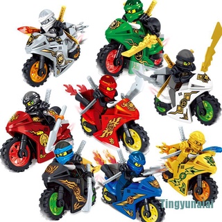 [Tingyunaiai]8Stk Ninjago Motorcycle Set Minifigures Ninja Mini Figures Blocks Toys Fits Lego