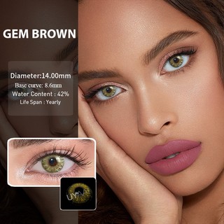 uyaai 2 unids/par gem series lentes de contacto de color para ojos de colores lentes de contacto de color lente de contacto hermosa pupila marrón