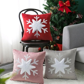 【Christmas Series】Christmas Velvet Plush Embroidered Snowflake Velvet Pillowcase Cushion Dutch X3F9 (2)